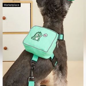 💓Small/Medium dog Backpack harness with cute Dino 🦖 design